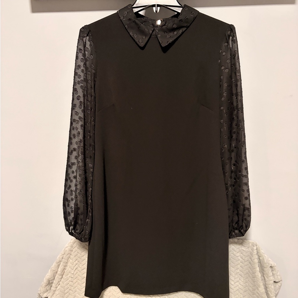 Tommy Hilfiger Black Long Sleeve Dot-Detail Shift Dress
